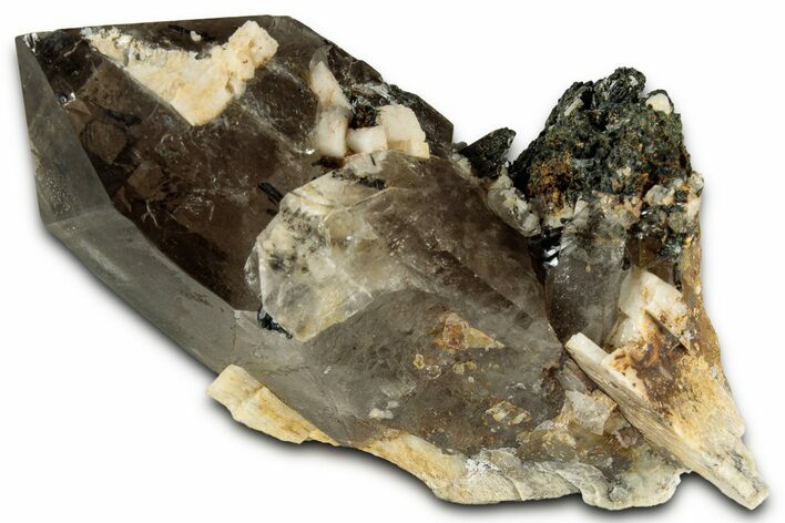 Lustrous Smoky Quartz Crystal w/ Aegirine Inclusions - Malawi #330865